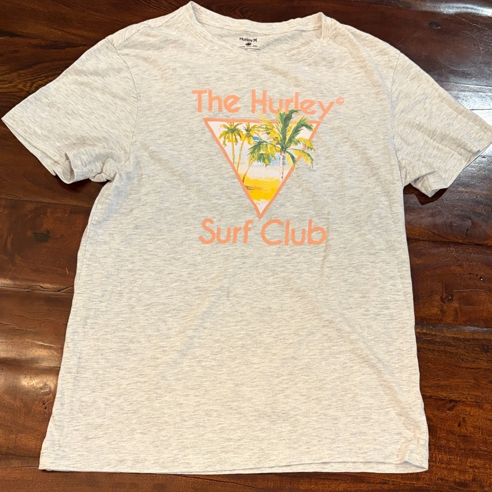 Hurley Light Gray Surf Club Tee with Pink Print